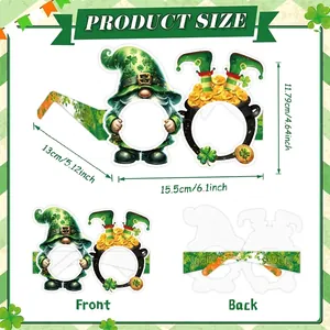 Tableau des tailles de lunettes St Patrick en papier avec trèfle et largeur de 15,5 cm