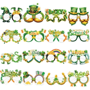 Lot de Lunettes de Fête pour la Saint-Patrick Trèfle Leprechaun Arc-en-ciel Lunettes en Papier pour Célébration de Festival Irlandais