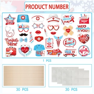 30-piece International Nurses Day photo booth props set with stethoscope and heart designs
