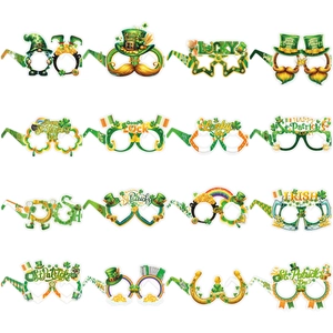 Set de 16 lunettes en papier pour la Saint-Patrick avec trèfles et motifs irlandais