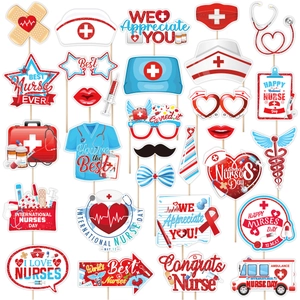Nurses Day party photo booth props set with stethoscope and hat designs for celebrations