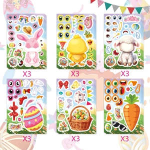 Easter party sticker set featuring bunnies, chicks and eggs for DIY gift decoration