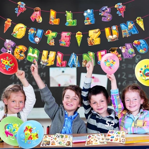 Détails du kit de décoration Schulanfang avec ballons colorés et bannière allemande
