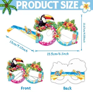 Guida alle taglie per occhiali di carta per feste hawaiane con larghezza 15,5cm e altezza 11,67cm