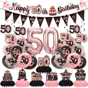Set 50° compleanno con palloncini oro rosa, striscioni e decorazioni da tavolo 1976