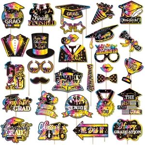 2026 Graduation Party Photo Booth Props Class Of 2026 Congrats Grad Cardstock Masks For Graduate Celebration Ceremony Accessories
