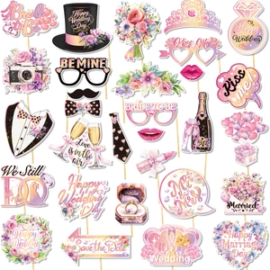 Floral Wedding Photo Booth Props Romantic Bride To Be Cardstock Decoration For Wedding Party Celebration Events Festive Decor