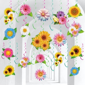 Spirales Suspendues Tournesol Papillon Ornements en Papier PVC Floral pour Fête des Mères Mariage Anniversaire Décoration