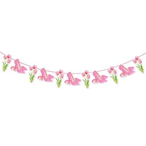 Banderole de Fête des Mères avec talons hauts à paillettes roses et pendentifs tulipes