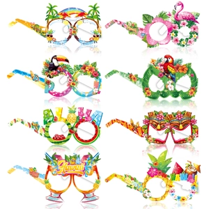 Occhiali di Carta per Festa Tropicale Hawaiana Fenicottero Ananas Tiki Palma Divertenti Oggetti di Scena per Foto in Spiaggia