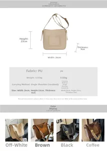 Fiche technique et dimensions du sac fourre-tout en cuir PU minimaliste en quatre couleurs