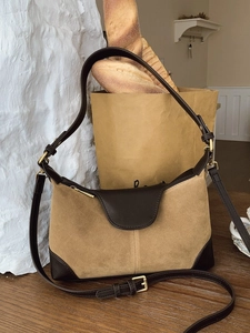 French Vintage PU Leather Spliced Underarm Shoulder Bag For Women Large Capacity Fashionable Commuting Casual Tote Handbag