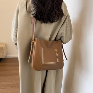 Sac Seau en Cuir PU pour Femme Grande Capacité Sac Bandoulière Avec Large Bandoulière Jacquard Géométrique Mode