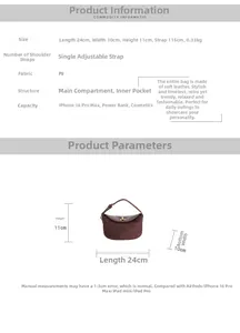 Spécifications détaillées et dimensions du sac bandoulière vintage en daim souple