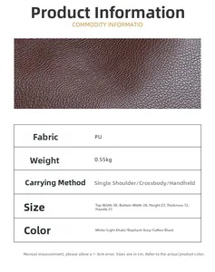 Detailed size chart and material specifications for large capacity lychee pattern tote