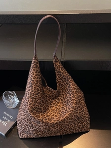 Grand sac cabas à imprimé léopard avec bandoulière marron pour le style de bureau