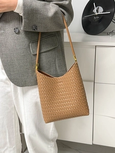 Vintage Große Kapazität Gewebte PU Leder Umhängetasche Für Damen Mode Pendeln Tragetasche Einfache Hobo Handtasche Retro Webmuster Tasche