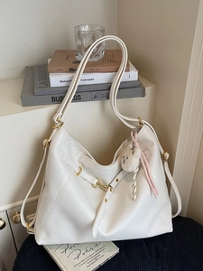 Large Capacity PU Leather Tote Bag For Women Retro Minimalist Stitching Detail Multi-functional Shoulder Commuter Handbag