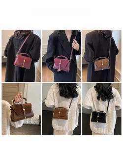 Detailed views of the matte and smooth leather crossbody bag showing various wearing styles