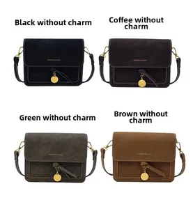 Detailed grid of retro small square bags in black, coffee, green, and brown leather