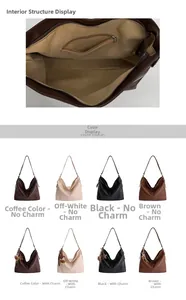 Détails de la poche zippée interne et options de couleurs du sac cabas minimaliste