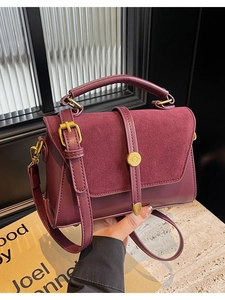 Vintage Faux Leather Suede Splicing Shoulder Bag For Women High-End Textured Small Square Handbag Versatile Crossbody Bag