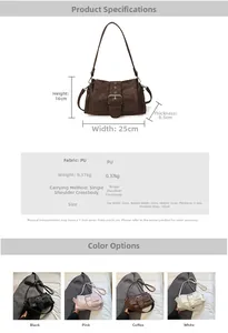 Detailed dimension chart showing 25cm width and 16cm height for the PU leather crossbody bag