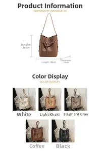 Detailed size specifications for the large capacity bucket bag with dimensions 26x30x10cm