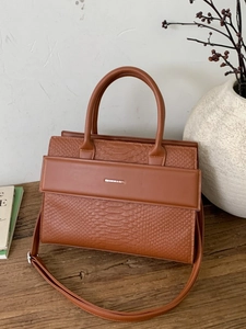 Women Crocodile Pattern PU Leather Tote Bag Fashion Top Handle Handbag Adjustable Shoulder Strap Retro Office Commute Bag