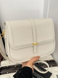 Sac Carré Petit Minimaliste de Couleur Unie pour Femmes Motif Litchi Cuir PU Sac à Bandoulière Mode Navette Sac à Main