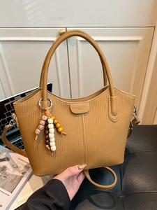 Sac Seau Vintage Français En Cuir PU Pour Femmes Grande Capacité Sac Bandoulière Avec Charme De Perles Décontracté Sac À Main