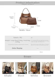 Detailed size specifications for the vintage PU leather bucket bag and mini pouch set