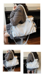 Detailansicht der Vintage-Tragetasche aus weichem Leder mit Kordelzug und Doppelriemen