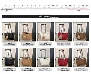 Detail view of large tote bags in five colors with cute bear pendants and clean textures