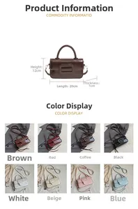 Detailed size chart for the minimalist crossbody bag with 8 color options available