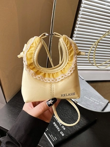 Mini Sac Bandoulière Pour Rouge À Lèvres Pour Femmes Bordure En Dentelle Douce Détail Volants À Carreaux Cuir PU Petit Porte-monnaie À La Mode Sac À Épaule