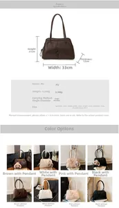 Detailed dimension chart for large PU bowling bag showing 33cm width and 0.34kg weight