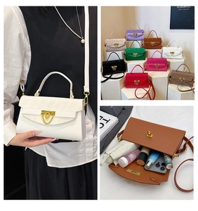 Collage of chic chain shoulder bags showing multi-color options and large capacity interior