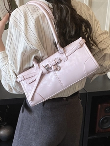 Sac Baguette en Cuir PU pour Femmes Sac à Épaule Sous le Bras Minimaliste Avec Double Boucle Décorative Sac à Main pour le Quotidien
