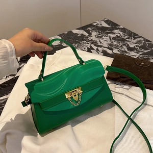 Green wave-textured crossbody bag with a large capacity gold chain lock for women