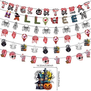 Halloween banner set featuring skeleton and bloody hand motifs with vibrant horror elements