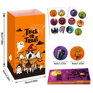 Halloween gift bags and stickers set with Trick or Treat ghost patterns 18x10x6cm