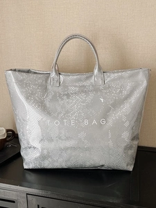 Borsa Tote in PVC di Grande Capacità con Motivo a Serpente Lucido per Donna Borsa a Mano alla Moda Impermeabile Casual Lavoro