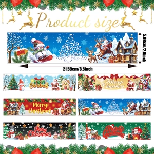 Christmas water bottle labels set with Santa and snowman designs in 8.5x2 inch size