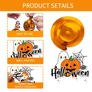 Halloween party spiral ceiling swirls featuring double-sided pumpkin and ghost cardstock hangings