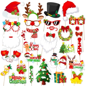 Lot de 30 accessoires de photobooth Noël avec chapeaux de Père Noël et bois de renne festifs