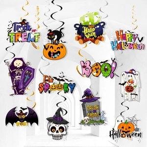 Halloween Hanging Swirl Decorations Set Paper Card PVC Spiral Pumpkin Ghost Bat Party Decor Home Indoor Ornaments
