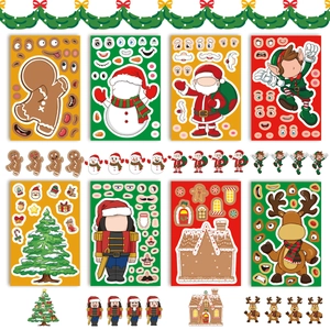 Christmas party DIY puzzle stickers set with Santa, reindeer and snowman for kids
