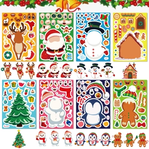 Christmas DIY puzzle sticker set with Santa Claus and Reindeer for holiday gift decoration