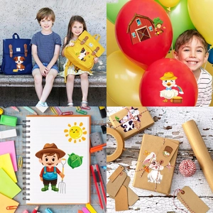 Cartoon farm animal stickers applied on schoolbags and gift boxes for DIY decoration